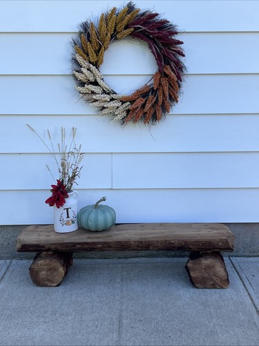 Rustic half log bench made - log,