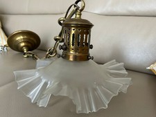 Ancienne belle suspension ancienne à mécanisme verre, laiton, bronze