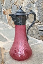 Carafe,Aiguiere en verre rose