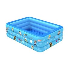 Piscine Gonflable 3 Anneaux Rectangulaire Plage Mer 210x135x55cm