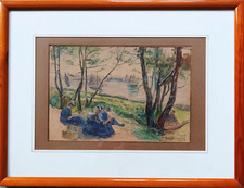 Aquarelle  1926 - Bretonnes à Concarneau,  Finistère - Ben Silbert  (1893-1940)