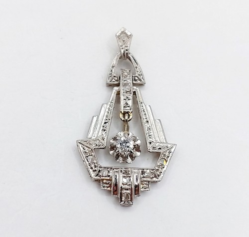 Pendentif art deco blanc - or,
