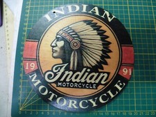 lot 9 - Plaque publicitaire rond en bois - 20x20 - Indian Motorcycle 1991