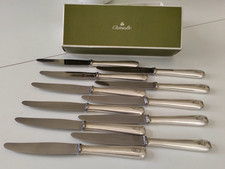 11 COUTEAUX ENTREMET FROMAGE CHRISTOFLE RARE MODELE CHEVRON  ART DECO