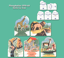 Phosphatine 1950-60, Série Le Zoo, 5 découpis chromos n° 1, 4, 5, 7 et 8