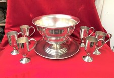 Service à punch / sangria Métal argenté Vasque Gobelet Silverplate Italy Poinçon