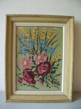Ancien canevas bouquet de