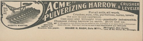 1898 acme pulverizing harrow - 1898,