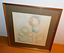 ART TABLEAU peinture aquarelle KUNSTLER signé YO PEINTRE Bilder ARTIST FLORAL