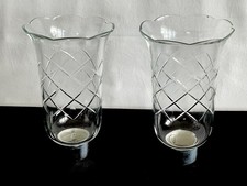 Deux anciennes tulipes de Photophores en Cristal Taillée