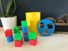 17 ⚜️  Ancienne Boite A Cube Fisher Price Vintage Réf: 1024 Année 1977 Complete