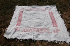 Nappe ancienne  Rouge & Blanc - table de campagne - décoration