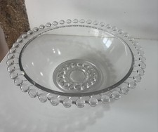 Ancien Plat Saladier Verre Cristal Décor  Perlé perle Années 50 deco Collection