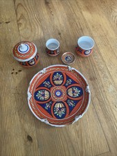 Ensemble Vaisselle En Faïence D’Angoulême Peint À La Main 