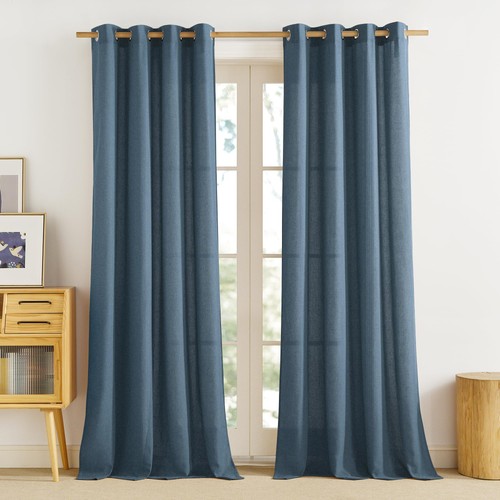 Rideau lin bleu oeillets - rideau, a