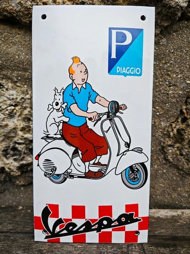 Plaque émaillée tintin - plaque, vespa