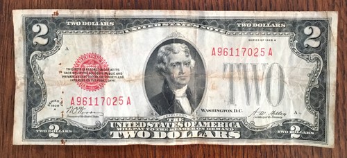 1928 red seal us note - us, fr