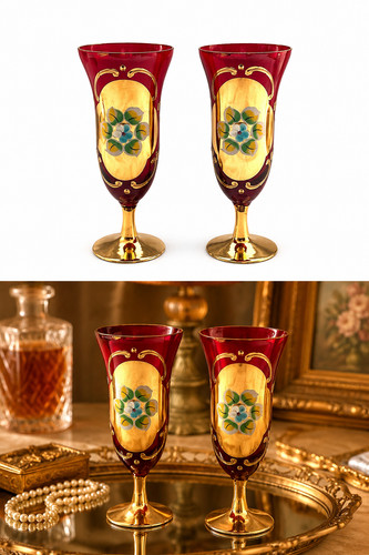 Paire flûtes verre - verre, soufflé