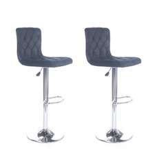 2 X Tabourets De Bar En Velours Noir, Tabouret De Cuisine, Base Ronde, Réglable