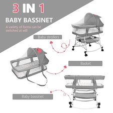Poussette Combinée 3 en 1 Siège-Auto Nacelle Réversible Réglable
