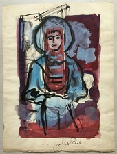 Emile Léon Jean Dufour 1894-1975 Gouache titrée La Guillotine Chouan Vendée