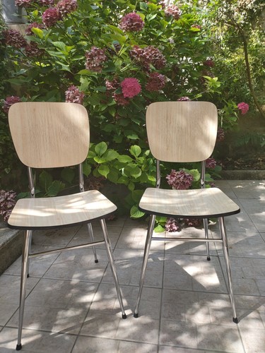 Lot chaises bois clair et - 2,
