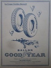 6/1926 PUB GOODYEAR BALLON TISSU SUPERTWIST COUPE GORDON BENNETT ORIGINAL AD