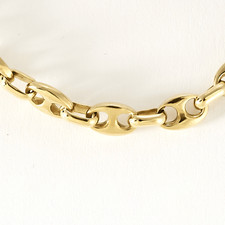 Sautoir en or jaune , maille grain de café