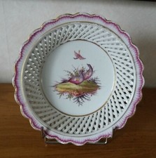 corbeille signée ROVINA Epinal JS Jean Schmitt/ décor oiseaux porcelaine faïence