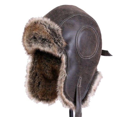 Chapka aviateur cuir marron - aviateur,