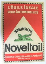 AFFICHE 1920 HUILE AUTO MINERALE NOVELTOIL SPHINXOIL CAUCASIEN MARSEILLE litho