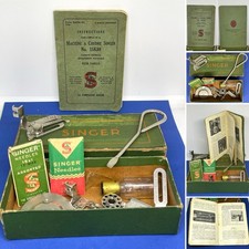 Ancien Lot Vintage SINGER : Manuel original 15K88 + Boîte d’accessoires Singer 