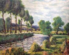 GASTON LABORDE TABLEAU PAYSAGE RUISSEAU NORMANDIE 30/40 DOUBLE FACE CENTRE ROUEN
