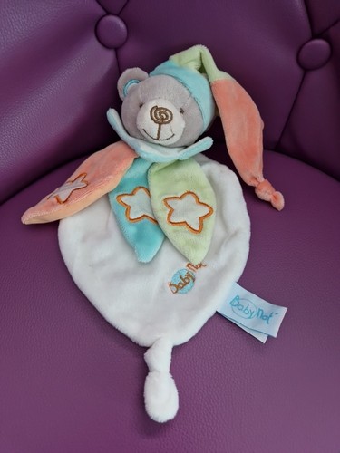 Doudou plat ours blanc - , orange