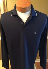 NEW!! IZOD performance polo Long Sleeve Blue w/ White trim Size Med.