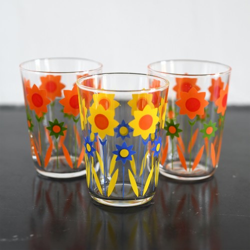 Verres fleurs vintage - , ancien