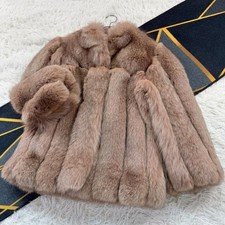 Manteau fourrure véritable renard teinté beige rose XL veste douce...