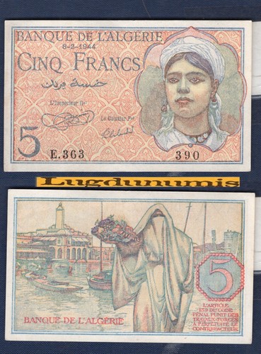 Algérie francs 10 1944 - francs, 2/10/1944