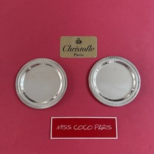 DESSOUS BOUTEILLE PAIRE 13 CM CHRISTOFLE MALMAISON TRÈS BEL ÉTAT METAL ARGENTE