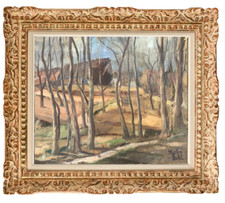 MARTIN BUHL PEINTRE ALSACIEN SUPERBE PAYSAGE EN ALSACE VERS 1940 SIGNEE