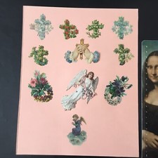 Planches 11 Chromos Anciens Anges Croix XIXè Découpis Gaufré Victorian Scrap