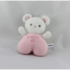 Doudou souris blanche rose LUMINOU 16 cm - 17140