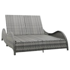 Chaise Longue Double avec Coussin Résine Tressée Bain de Soleil Jardin vidaXL