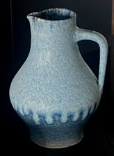 Accolay Carafe Pichet Broc Vase Céramique Grès beu/gris Coulures Vintage 70th