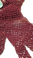 vintage gant crochet FIL  bordeau#old glove 
