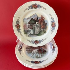 5 assiettes à dessert Obernai U & Cie Sarreguemines - 4 scènes différentes  20cm