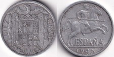 10 Centimos 1945 Espagne Spain