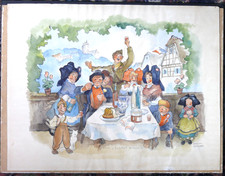 DORETTE MULLER - AQUARELLE EPOQUE 1945 - DEFECTUEUSE - VIVE L'ALSACE FRANCAISE