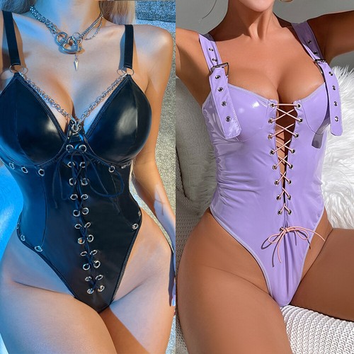 Hot women leather bodysuit - hot,