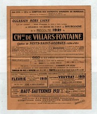 BORDEAUX (33) VINS Grands Crus "COMPTOIR ENTREPOTS GIRONDINS" Tract TARIFS 1926